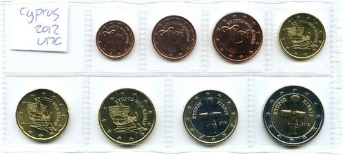 UNC set Cyprus 2012 - 1 cent t/m 2 euro, Postzegels en Munten, Munten | Europa | Euromunten, Setje, Overige waardes, Cyprus, Verzenden