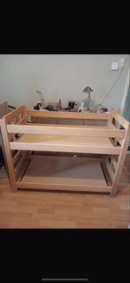 Massief houten peuter stapelbed 120x60, Ophalen, Gebruikt, Hoogslaper of Stapelbed, Minder dan 140 cm