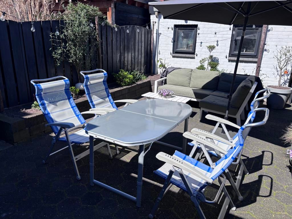 Dukdalf kampeerstoelen met inklapbare tafel, Ophalen, Gebruikt, Campingstoel