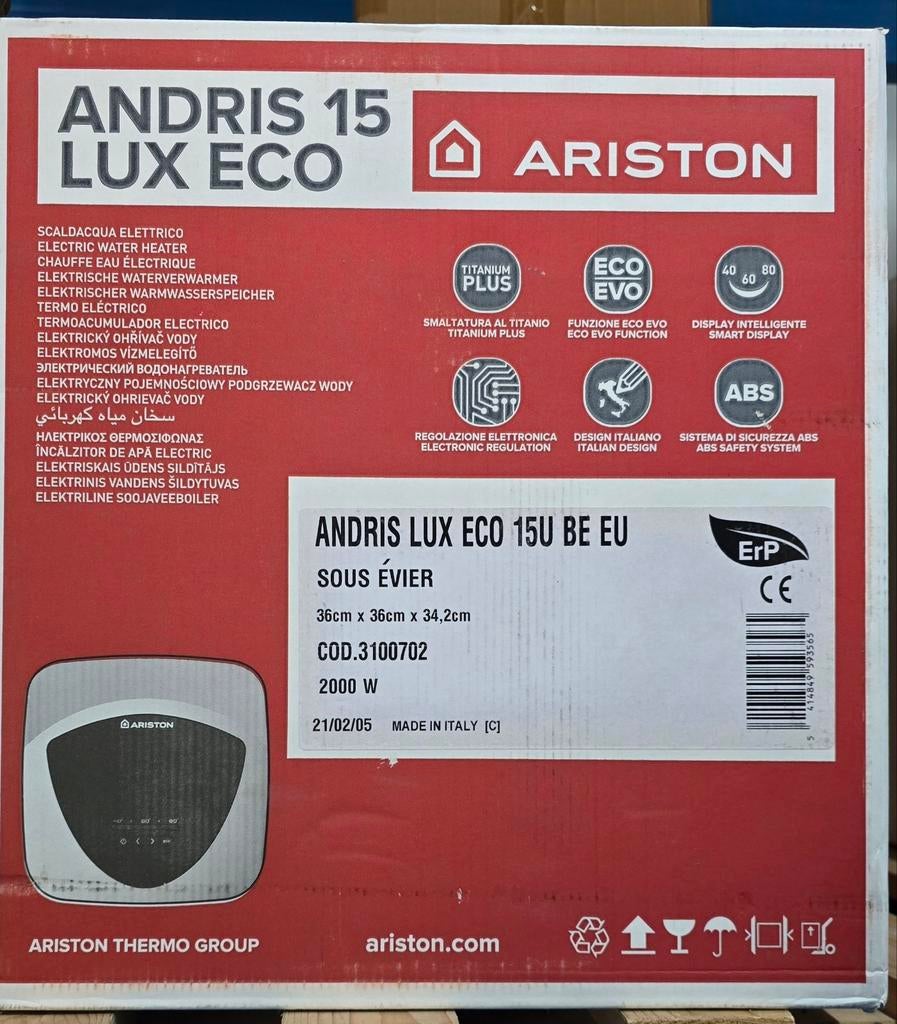 Ariston Andris Lux Eco Evo keukenboiler onderbouw 230V/2000W, Ophalen, Nieuw, Boiler, Minder dan 3 jaar oud
