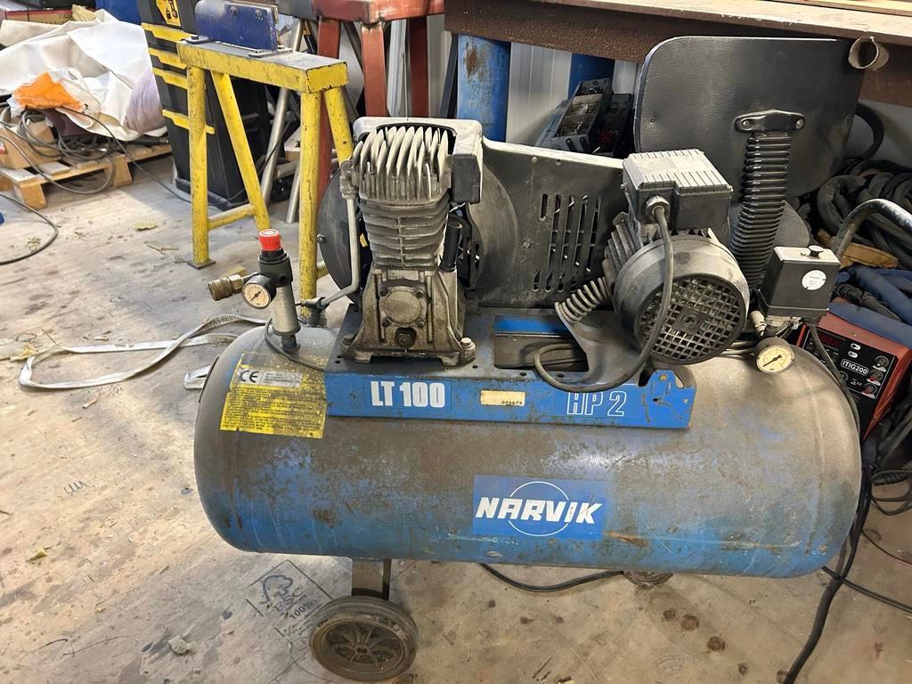 Narvik LT 100 HP 2 Compressor - Gebruikt, Doe-het-zelf en Verbouw, Compressors, Ophalen, Gebruikt, 6 tot 10 bar, 25 tot 100 liter