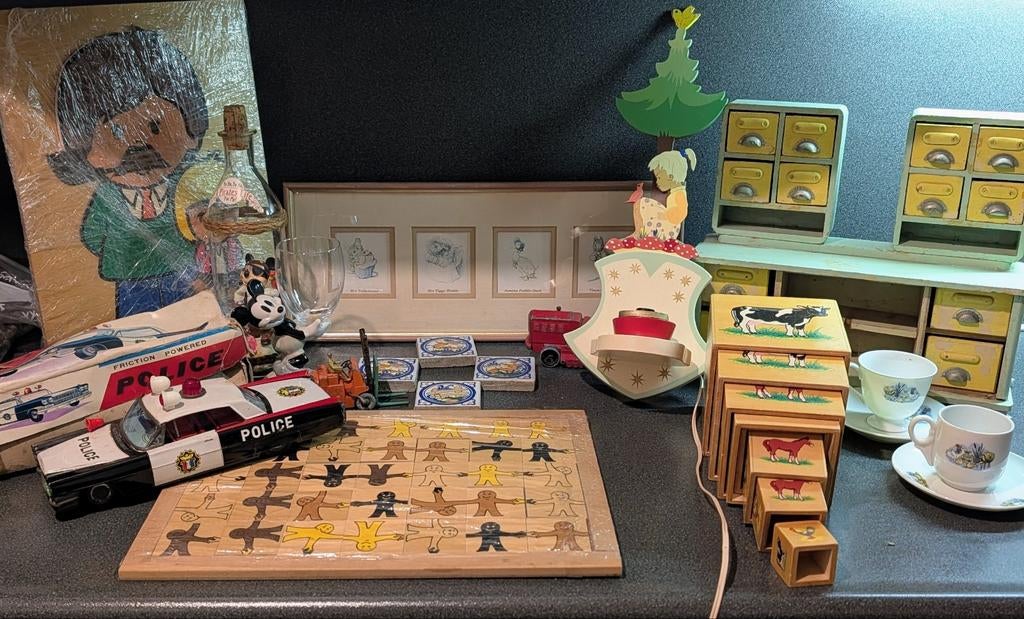 Antiek kinderspeelgoed en kinderlamp, Antiek en Kunst, Ophalen of Verzenden