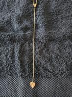 Te koop lange goudkleurige halsketting met hartje, Ophalen of Verzenden, Zo goed als nieuw, Goud, Overige materialen