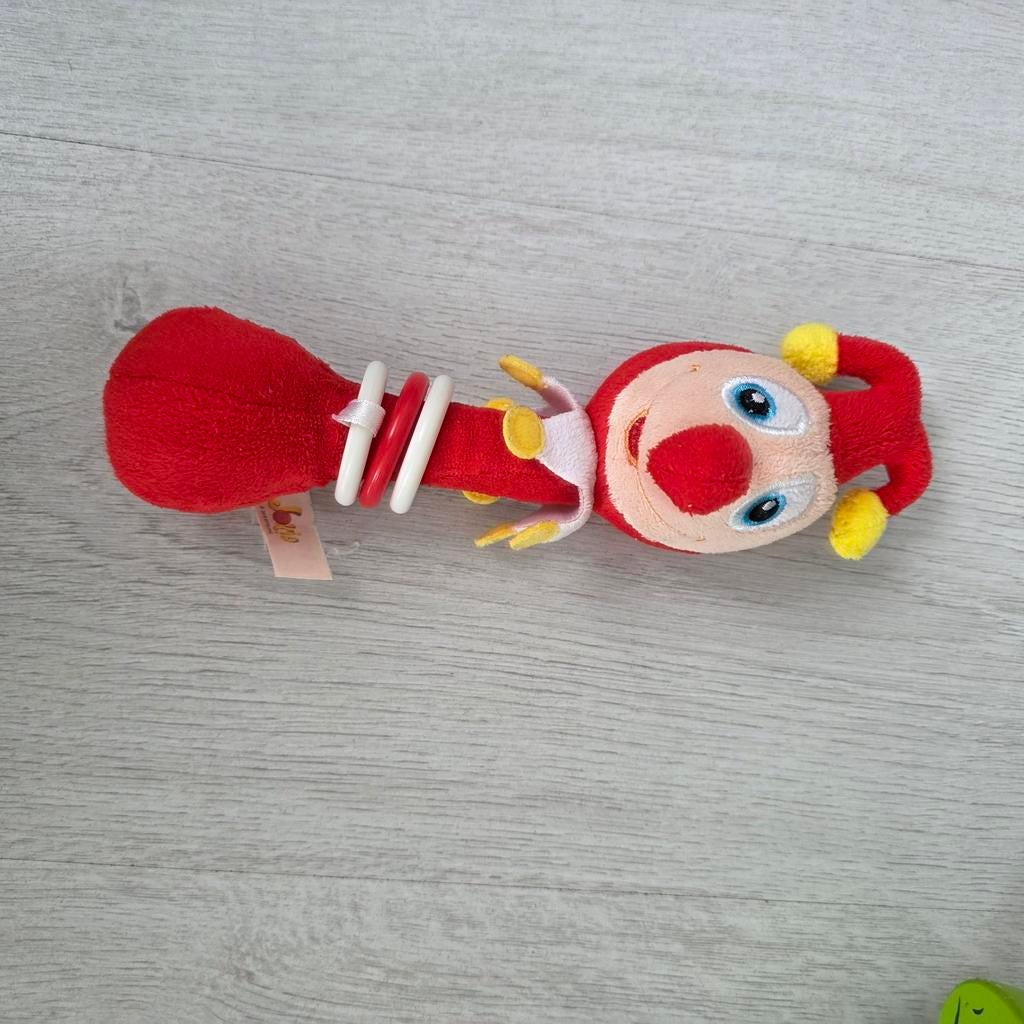 Rode rammelaar met clown gezichtje, Ophalen of Verzenden, Rammelaar
