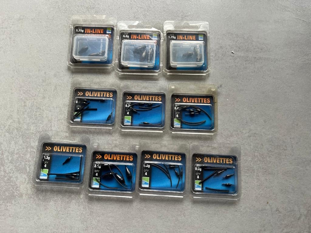 adv 80 / NIEUW mixset 10 blisters oilivette's PRESTON, Watersport en Boten, Ophalen of Verzenden, Nieuw, Dobber of Lood
