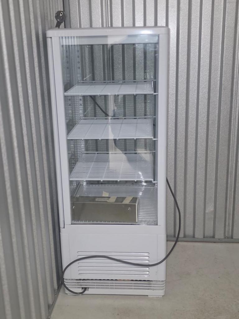 Witte taart vitrine met glazen wanden, Ophalen of Verzenden, Gebruikt