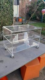 Vintage space-age plexiglas trolley side table Bijzettafel., Minder dan 55 cm, Gebruikt, Ophalen of Verzenden, 60 cm of meer