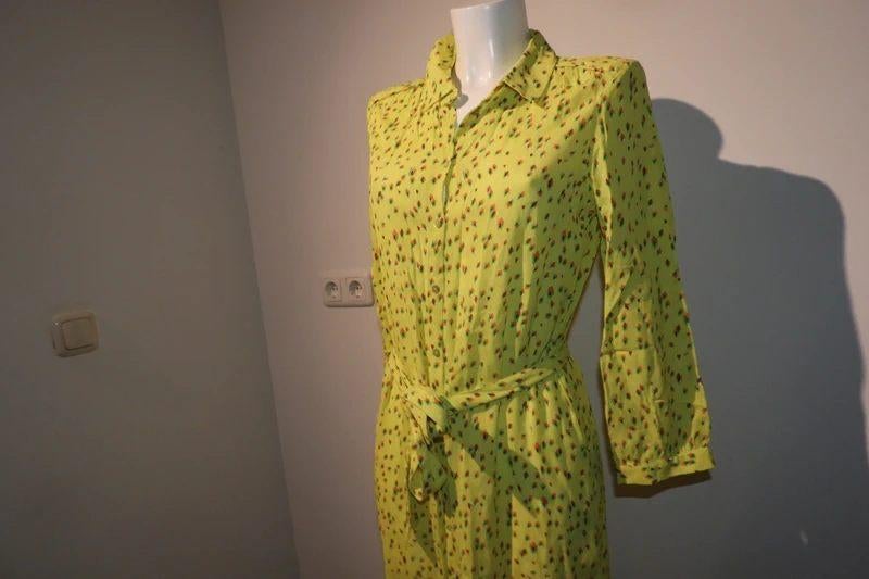 Pom Amsterdam citruse gele door knoop jurk kleur printje M, Maat 38/40 (M), Verzenden, Geel, Zo goed als nieuw
