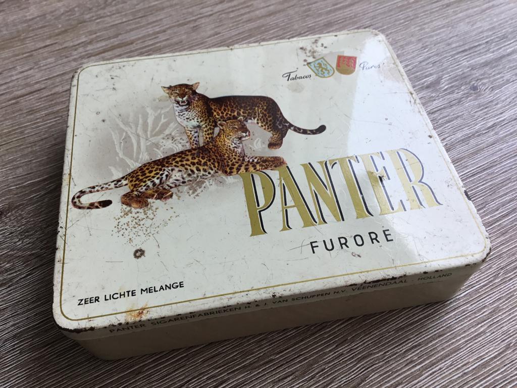 Vintage Panter sigarenblik, Verzamelen, Blikken, Ophalen of Verzenden, Gebruikt, Overige, Overige merken