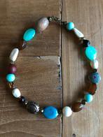 turquoise met bruine vintage folklore hals ketting, Sieraden, Tassen en Uiterlijk, Kettingen, Ophalen of Verzenden, Zo goed als nieuw