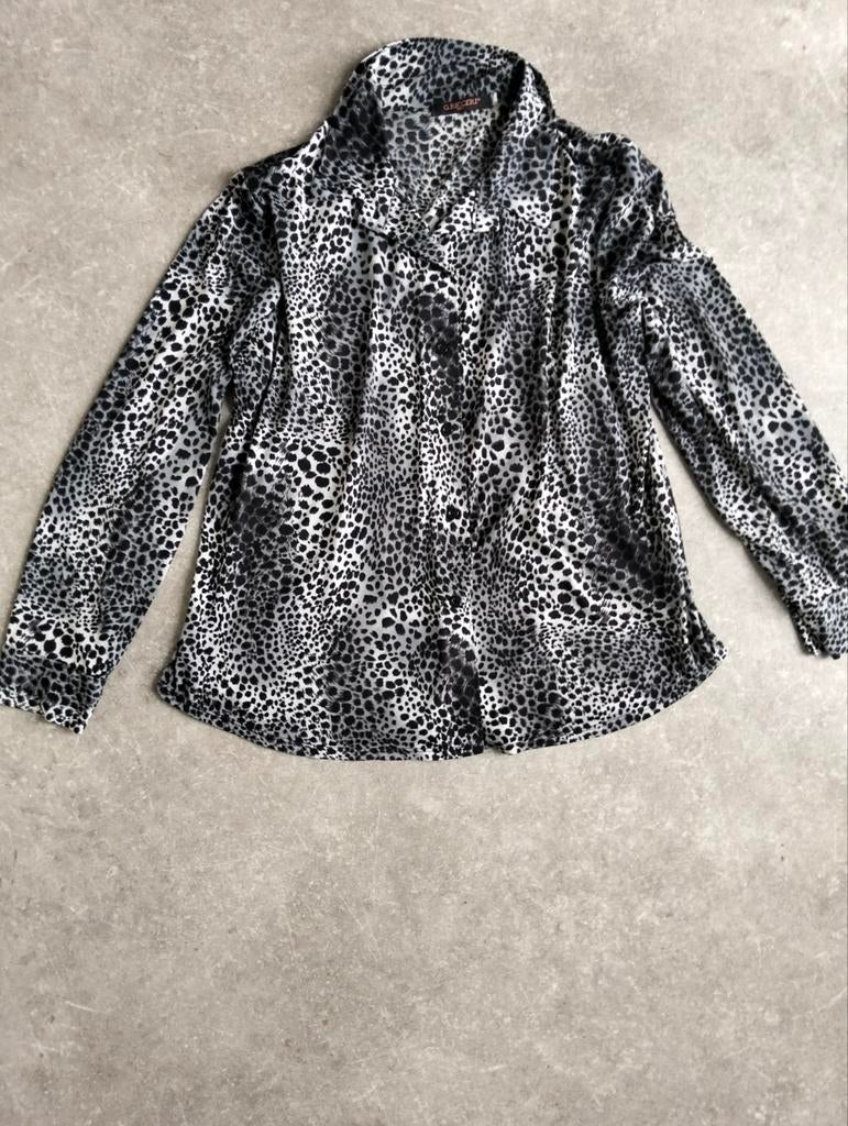 G. Ricceri Blouse met Luipaardprint - Maat L, Zwart, Maat 42/44 (L), Ophalen of Verzenden, Zo goed als nieuw