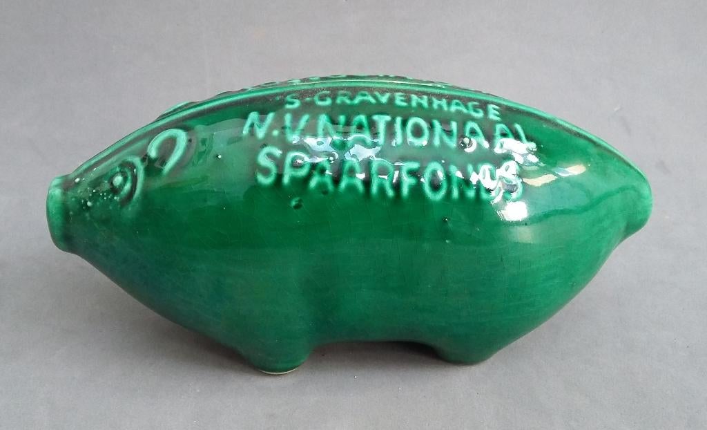 Om 1960 Spaarvarken Spaar Varken Nationaal Spaarfonds, Nvt., Gebruikt, Steen, Aardewerk of Keramiek, Ophalen of Verzenden