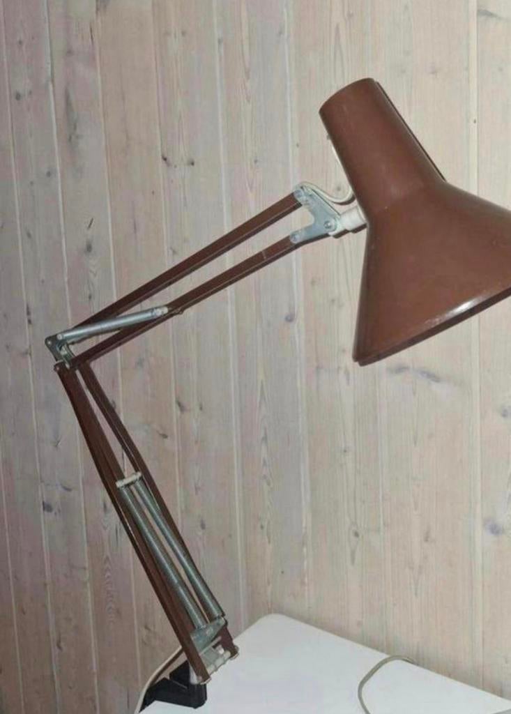Deense vintage HCF bruine Architecten lamp., Ophalen of Verzenden