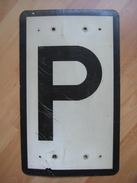 NS oud seinpaal bord met letter P, Verzamelen, Ophalen of Verzenden, Trein, Overige typen