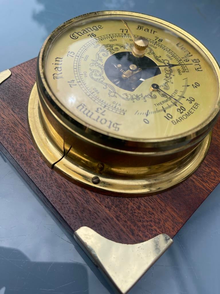 Bey-Berk WS070 Barometer/Thermometer op kersenhout, Ophalen of Verzenden, Gebruikt, Weerstation