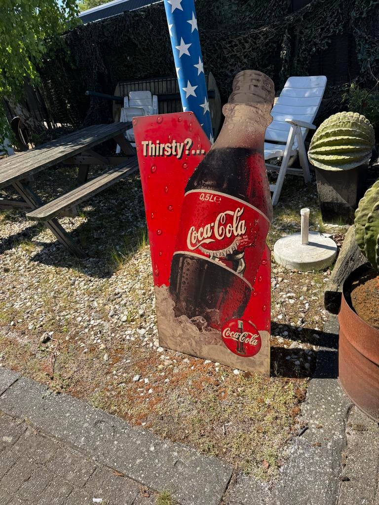 Vintage Coca-Cola Reclamebord - Thirsty?..., Verzamelen, Ophalen, Reclamebord, Gebruikt, .