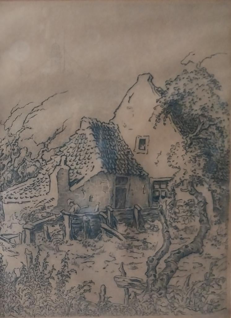 Toon de Jong (1879-1978) - Vlieland - Ets - 1920, Antiek en Kunst, Ophalen of Verzenden