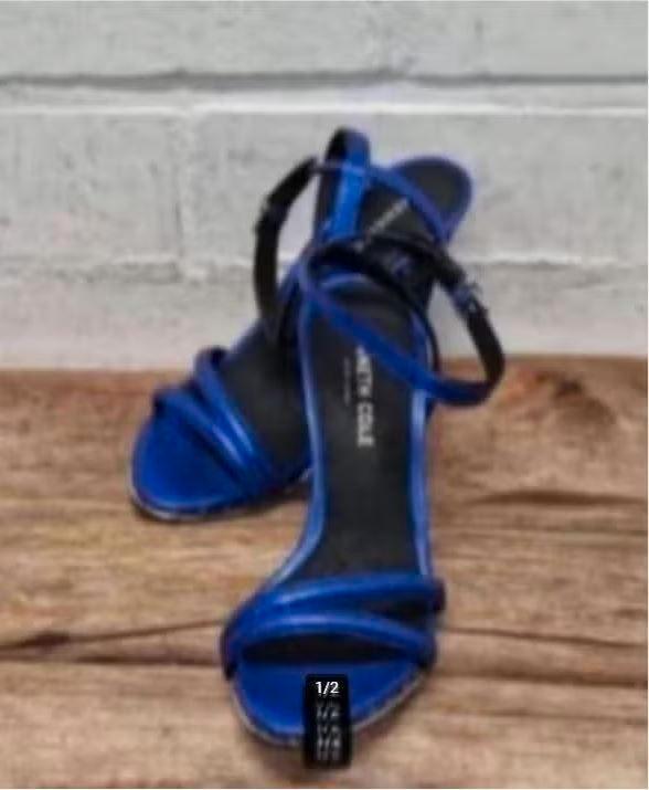 Kenneth Cole - Metallic leren strappy sandals 36 - Nieuw, Kleding | Dames, Schoenen, Nieuw, Pumps, Blauw, Ophalen of Verzenden