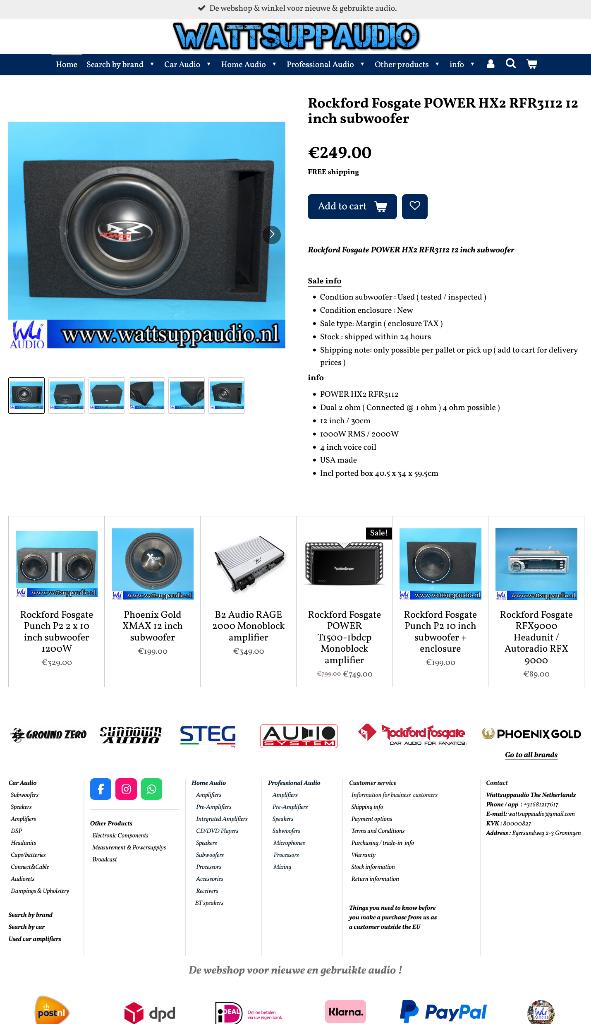 Rockford Fosgate POWER HX2 RFR3112 12 inch subwoofer, Auto diversen, Autospeakers, Gebruikt, Audio-design, Am Breilingsweg 3, 76709 Kronau, Duitsland