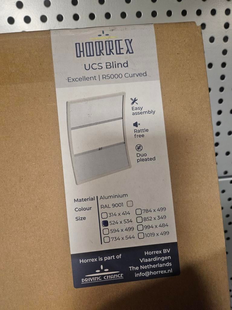 Nieuw Horrex UCS Blind 524x534 R5000 gebogen duo plissé, Ophalen of Verzenden, Nieuw