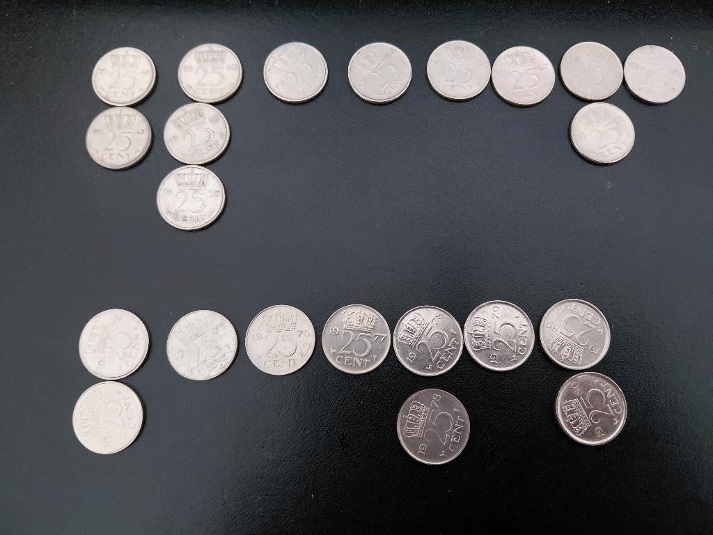 25 cent/kwartje, Juliana, zie omschrijving. per stuk 0,70 ct, Verzenden, Koningin Juliana, 25 cent, Losse munt