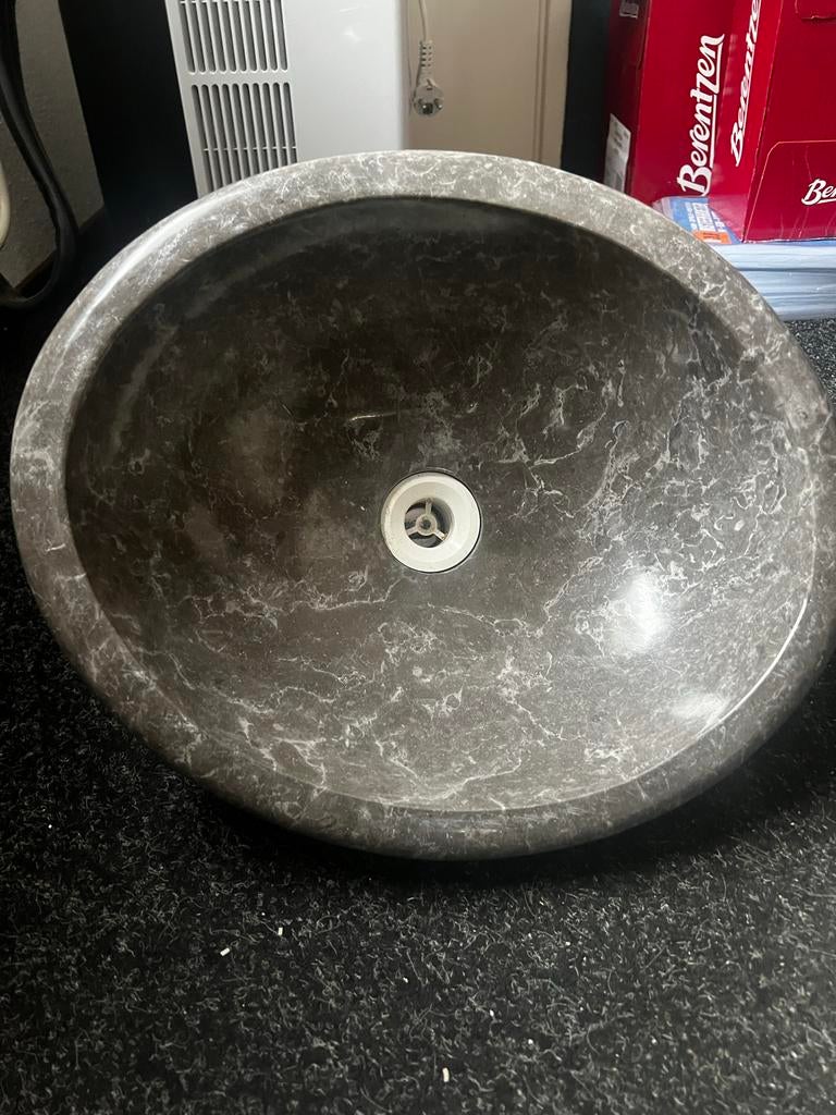 Ronde waskom van steen, Doe-het-zelf en Verbouw, Sanitair, Ophalen, Gebruikt, Steen, Wastafel