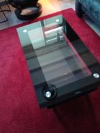 Moderne salontafel chroom/rvs met zwart/helder glas, Ophalen, 50 tot 100 cm, 50 tot 100 cm, Zo goed als nieuw