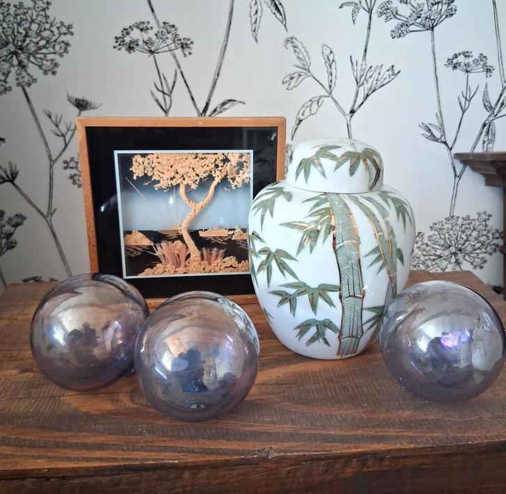 Visvlotters. Thee/ Gemberpot. Kurk diorama Japans / Chinees., Antiek en Kunst, Curiosa en Brocante, Ophalen of Verzenden