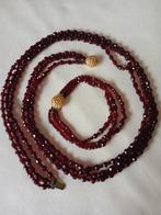 Ketting en armband van Granaat kralen, Verzenden, Gebruikt, Rood, Steen of Mineraal