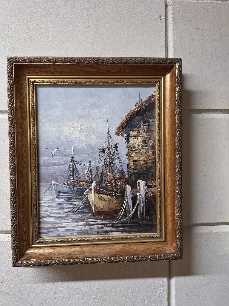 Mooi havengezicht, Antiek en Kunst, Kunst | Schilderijen | Klassiek, Ophalen of Verzenden