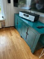 Aniek Oosters Turquoise Massief Houten Dressoir, Ophalen, Gebruikt, 100 tot 150 cm, 25 tot 50 cm