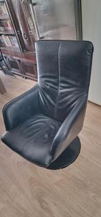 Nette zwarte leren draaifauteuil op draaipoot, Gebruikt, 75 tot 100 cm, Ophalen of Verzenden, 75 tot 100 cm