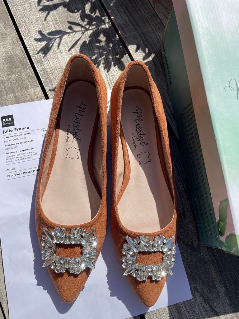 Nieuwe Missstyl by Laura Vita Ballerina's met strass, Ophalen of Verzenden, Nieuw, Bruin, Ballerina's