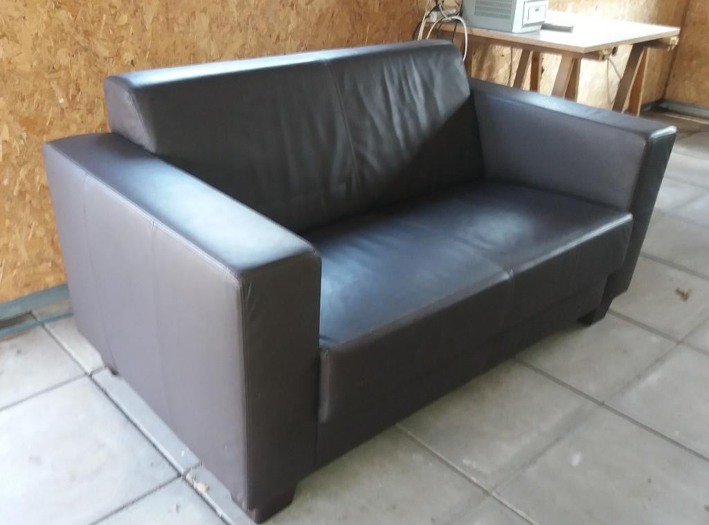 Bankstel 2-zits donker bruin, Ophalen, Overige materialen, Gebruikt, 150 tot 200 cm