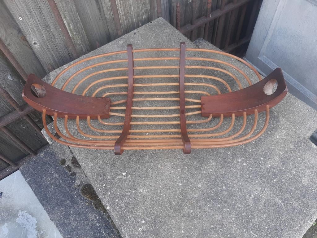 Bamboe fruitschaal  brokante, Ophalen of Verzenden, Zo goed als nieuw, Rond