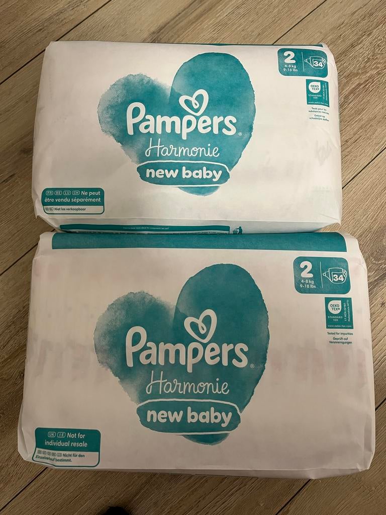 Pampers Harmonie Luiers Maat 2 (2x34 stuks), Kinderen en Baby's, Babykleding | Overige, Ophalen of Verzenden, Nieuw, Jongetje of Meisje