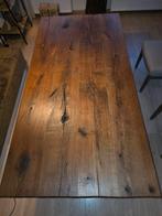 Zware massief eiken kasteeltafel 200x100 cm, Ophalen, Eikenhout, 50 tot 100 cm, Zo goed als nieuw