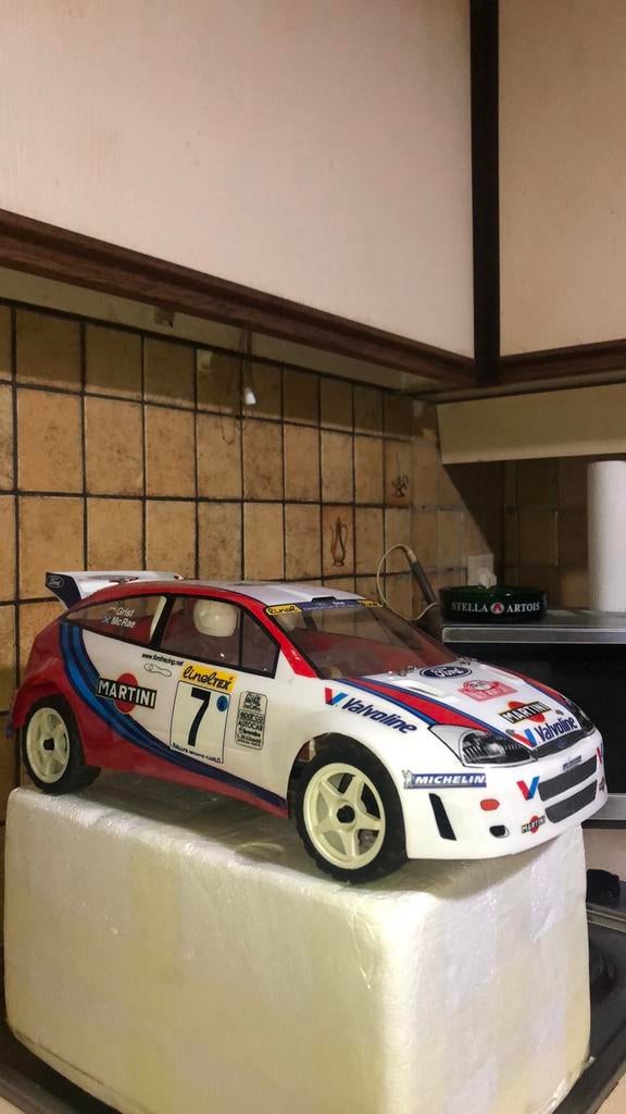RC Kyosho Ford Focus rally C.MC RAE 4WD 1991 Vintage, Elektro, Ophalen of Verzenden, Zo goed als nieuw, Schaal 1:10