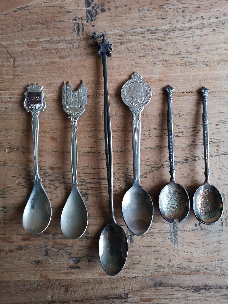 Verzilverde lepeltjes (6x), Antiek en Kunst, Antiek | Bestek, Ophalen of Verzenden