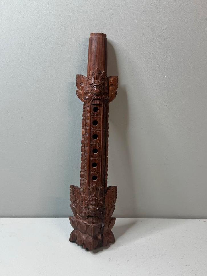Vintage Balinees Houtsnijwerk Blokfluit - Decoratief, Muziek en Instrumenten, Blaasinstrumenten | Blokfluiten, Gebruikt, Overige typen