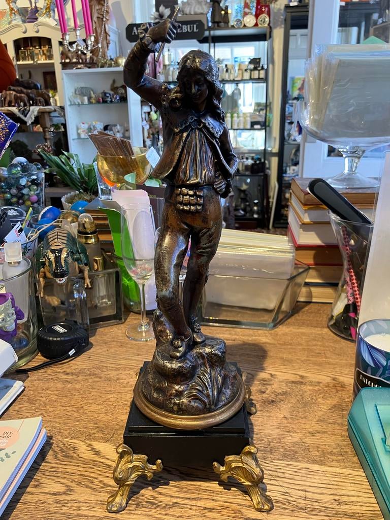 Bronzen Beeld van een Man, 40 cm hoog, Antiek en Kunst, Ophalen of Verzenden, 20 - 50 cm, Beeld, Man