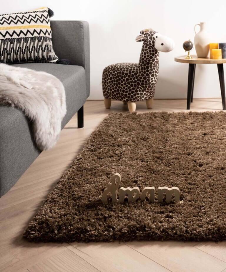 Hoogpolig vloerkleed - bruin 280x380 nieuw, Huis en Inrichting, Stoffering | Tapijten en Kleden, Bruin, Ophalen of Verzenden, 200 cm of meer