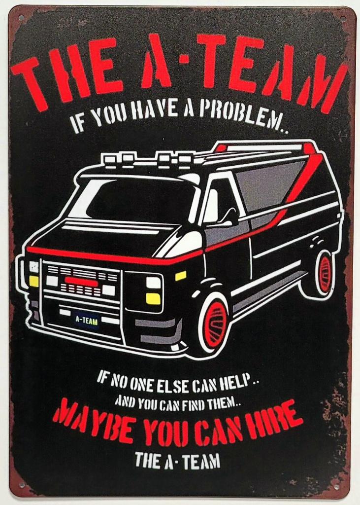 The A-Team GMC-vandura bus reclamebord van metaal decoratie, Info@deconoord.nl, Deco Noord, Poster, Nieuw