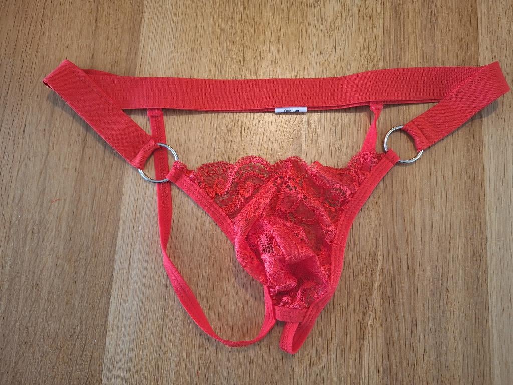 Transparant Kanten jockstrap maat one size, Kleding | Heren, Ondergoed, Verzenden, Rood, Overige typen
