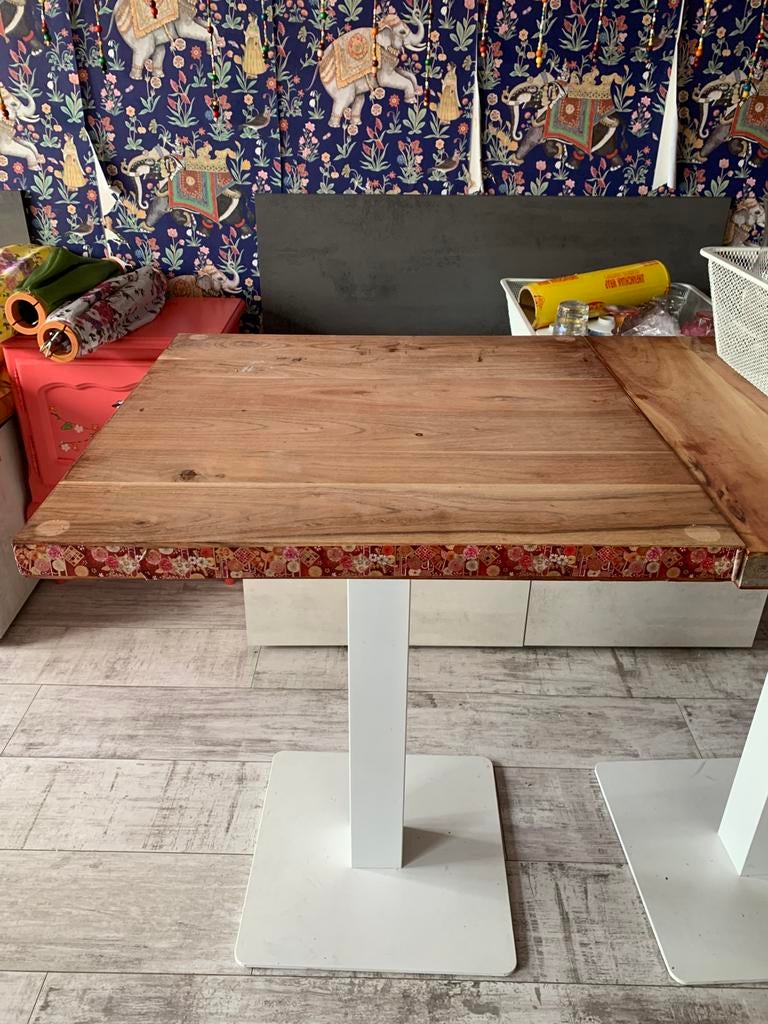 Design Bartafel acacia hout Ristretto, Huis en Inrichting, Tafels | Eettafels, Ophalen, 50 tot 100 cm, Tot twee personen, Zo goed als nieuw