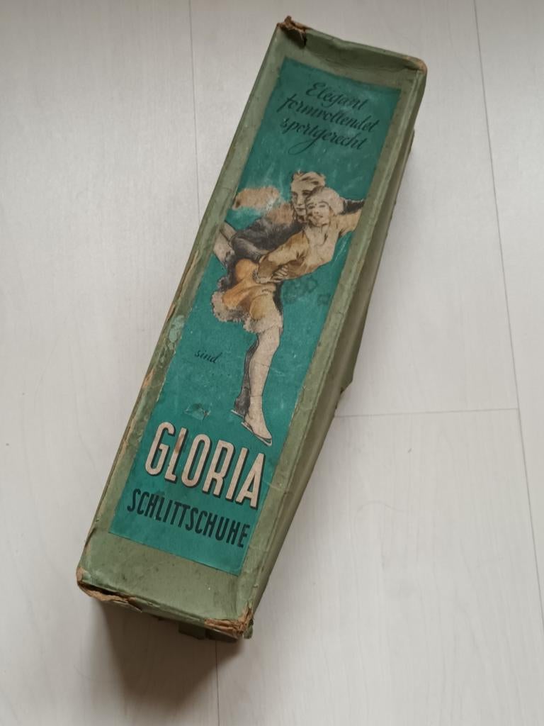 Antieke Gloria Schaatsschoenen in originele doos, Ophalen of Verzenden