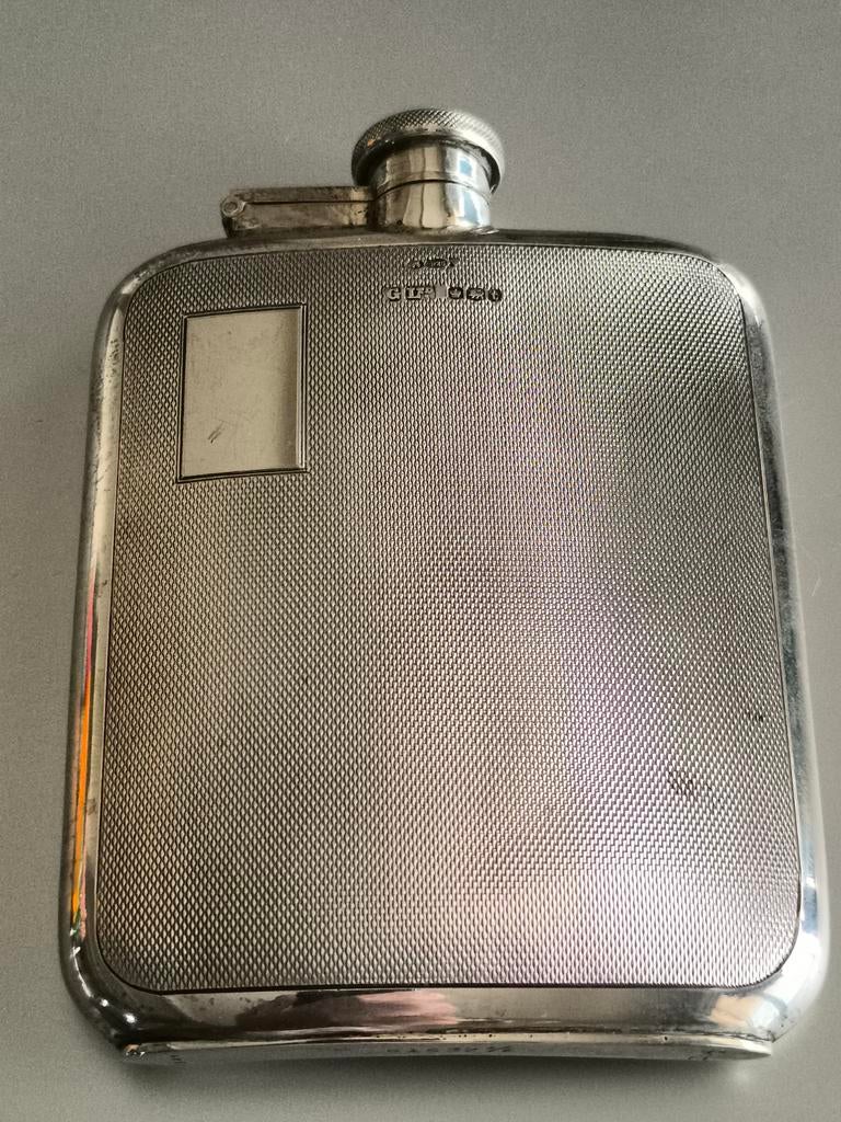 Antiek zilver heupfles 1e gehalte zilver Sheffield 1936, Ophalen of Verzenden, Zilver