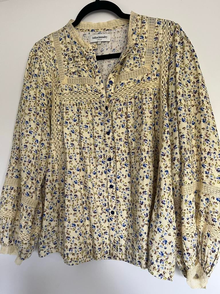 Lollys Laundry Blouse met Bloemenprint en Kant - Maat L, Ophalen of Verzenden, Zo goed als nieuw, Maat 42/44 (L), Overige kleuren