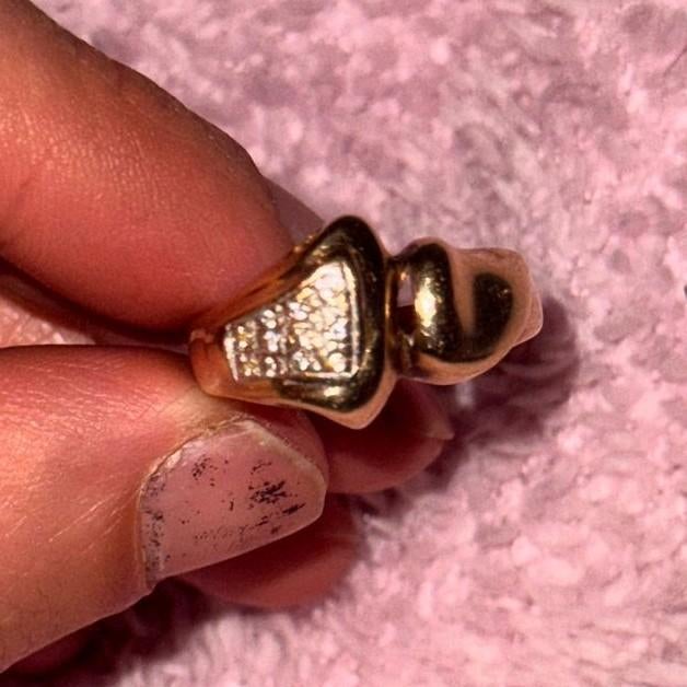 Grote ring met diamanten 14 karaat goud, Ophalen of Verzenden, Dame, Goud, Goud