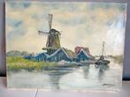 Schilderij olieverf Jan Kelderman molen in Zaandam, Ophalen of Verzenden